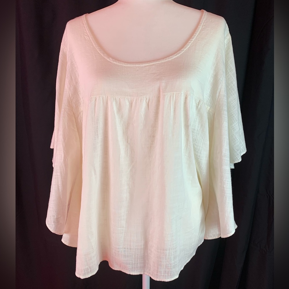 Old Navy semi-sheer cream butterfly blouse with tags XL